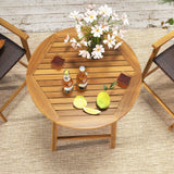 Tangkula 31.5” Natural Acacia Wood Round Patio Bar Table with Umbrella Hole Tangkula