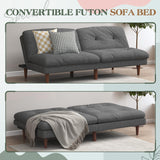 Furmax Futon Sofa Bed Modern Linen Couch Convertible Folding Futon Reclining Sleeper Sofa Couch for Small Space Apartment Loveseat with Adjustable Backrest (Dark Grey) Furmax
