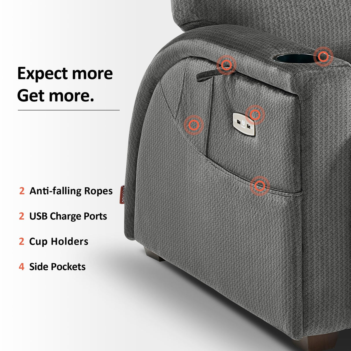 MCombo Power Zero Gravity Recliner Chair with Adjustable Headrest for Living Room, Fabric ZG334 (Neutral Grey) MCombo