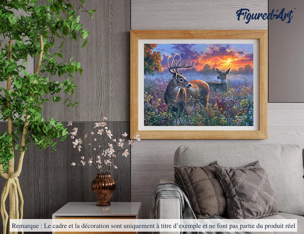 Figured'Art Paint by Numbers for Adults Deer Couple 16"x20" - Craft Art Painting DIY Kit Rolled Canvas Without Frame Figured'Art