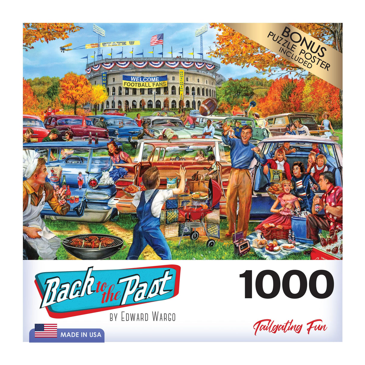 RoseArt - Back to The Past - Tailgating Fun - 1000 Piece Jigsaw Puzzle for Adults RoseArt