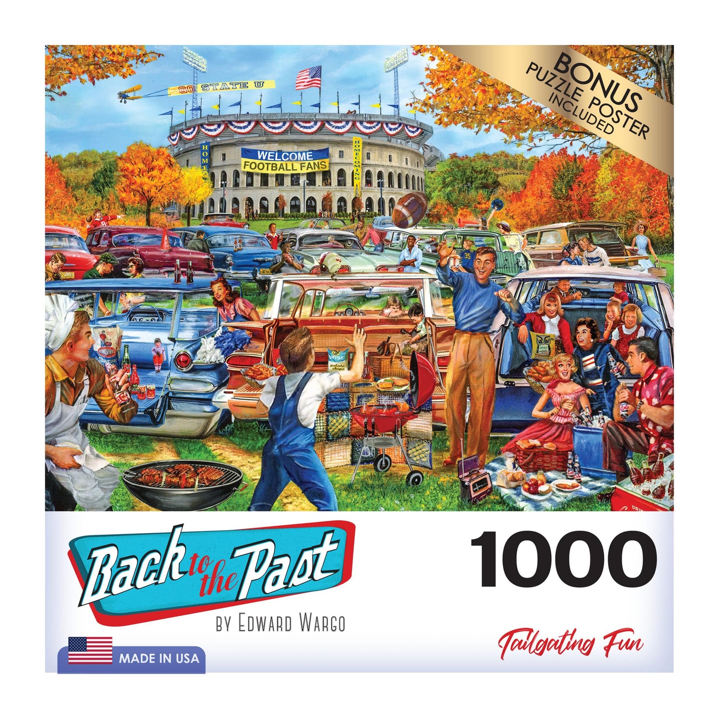 RoseArt - Back to The Past - Tailgating Fun - 1000 Piece Jigsaw Puzzle for Adults