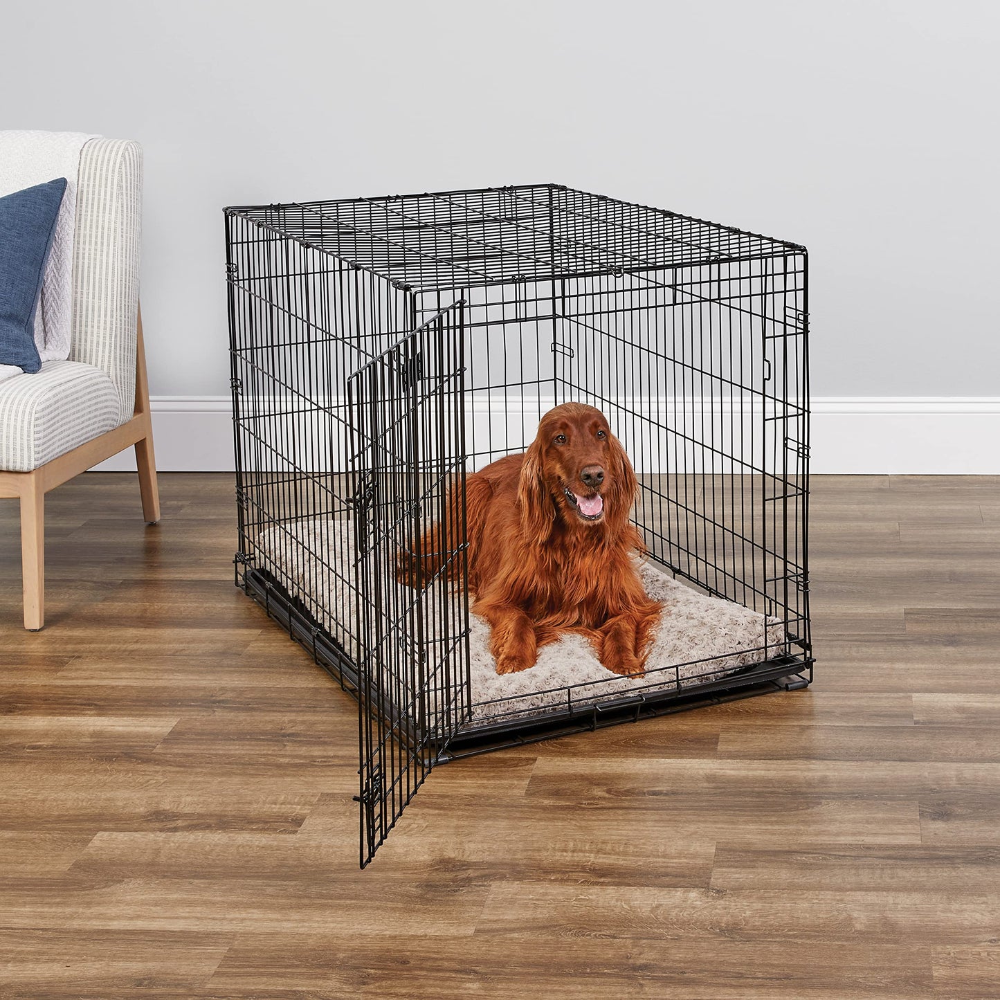 MidWest Homes for Pets Newly Enhanced Single Door iCrate Dog Crate, Includes Leak-Proof Pan, Floor Protecting Feet, Divider Panel & New Patented Features - WoodArtSupply