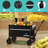Collapsible Wagon Cart with Wheels Foldable - Folding Utility Heavy Duty Wagons Carts with Cover for Grocery Sports Garden Shopping Camping ROSONG