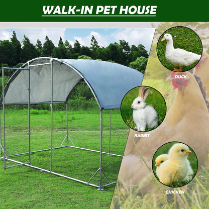 Large Metal Chicken Coop Upgrade Tri-Supporting Wire Mesh Chicken Run,Chicken Pen with Water-Resident and Anti-UV Cover,Duck Rabbit House Outdoor(9'W x 6.5'L x 6.5'H) - WoodArtSupply