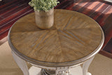 Signature Design by Ashley Realyn French Country Two Tone Round End Table, Chipped White Signature Design by Ashley