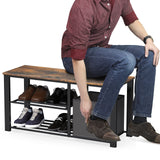 Simple Houseware 2 Tier Wood Top Shoes Bench, Rustic Brown Simple Houseware