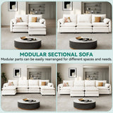 YITAHOME 142" Modular Sectional Sofa with Movable Ottoman, Modern U Shaped Couch with Pillow-Armrest, Velvet 6 Deep Seat Cloud Couch for Living Room Apartment Office, Beige YITAHOME