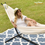Lazy Daze Hammocks Double Hammock with 9ft Space-Saving Steel Stand Includes Portable Carrying Case, 450 Pounds Capacity (Natural) Lazy Daze Hammocks
