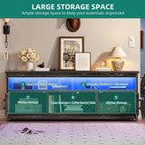 YITAHOME Farmhouse TV Stand for 65/55 Inch Television, LED Entertainment Center Television Stand with Power Outlets and Open Shelf, Media Console TV Cabinet for Living Room, Dark Grey YITAHOME