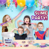 4 LB Huge Glassy Clear Slime Bucket Toy for Kids, FunKidz 64 FL OZ Premade Big Crystal Slime Pack Gift with 29 Sets Add-ins Jumbo Slime Kit for Girls Boys Party Present FUN KIDZ