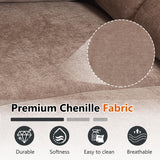 Dual Motor Power Lift Chair for Elderly with Vibration Massage and Lumbar Heating for Living Room, Electric Lay Flat Recliner with Cup Holders Remote Controls, Medium-Firm Chenille Fabric, Brown EZZUP