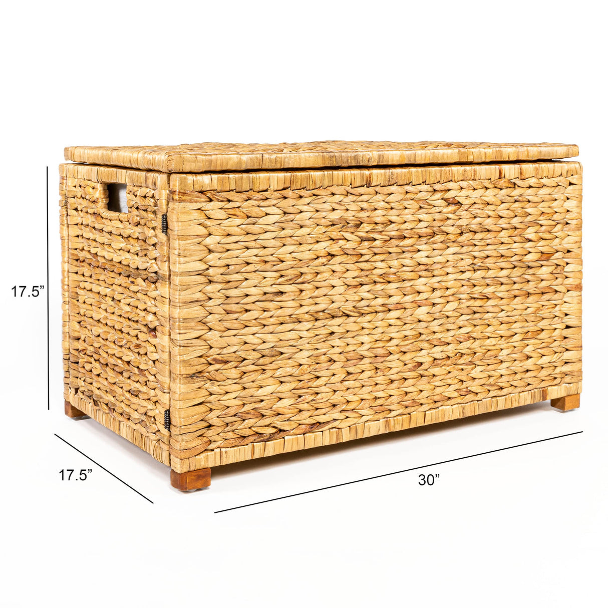 happimess HPM9005A Anada Wicker Weave 30" Storage Trunk, Wooden Frame/Water Hyacinth, Farmhouse, Transitional, Coastal, Rustic for Office, Dorm Room, Living-Room, Bedroom, Dining-Room, Natural happimess