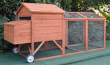ChickenCoopOutlet 96" Wheel Wood Chicken Coop Backyard Hen House Nesting Box & Run New ChickenCoopOutlet