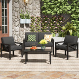 NATURAL EXPRESSIONS Outdoor Patio Furniture 4 Pieces Set, Modern Patio Conversation Sets, Outdoor Sectional Metal Sofa with 5.5 Inch Cushion and Coffee Table,Black NATURAL EXPRESSIONS