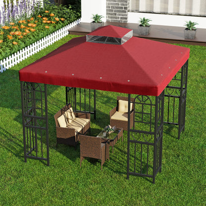 10'x10' Replacement Canopy Top Cover Only for Gazebo, Double Tiered Gazebo Covers for Outdoor Patio Garden Canopy(Red)