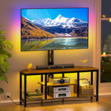 BACEKOLL TV Stand with Mount and LED Light, Corner TV Stand with Storage and Power Outlet, Swivel Television Stand Console for TV Up to 60", Entertainment Center for Living Room, Bedroom, Rustic Brown BACEKOLL