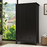Panana 2 Door Wardrobe, Armoire with Drawer for Bedroom (Black) Panana