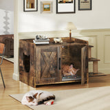 YITAHOME 27" Cat Litter Box Enclosure, Modern Cat Litter Box Furniture Hidden with Scratching Post&cusion, Wooden Cat House as Side End Table Nightstand, Fit Most of Litter Box, Brown YITAHOME