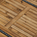 Topeakmart Outdoor Wicker Bar Table and Chairs Set, 7-Piece Patio Rattan Dining Furniture Set with Acacia Wood Tabletop, 6 Removable Cushions, Rain Cover, Black/Beige Topeakmart