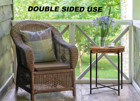 Small Wicker Round End Table, 16.5 in Rattan End Tables with Removable Tray, Waterproof Sofa Coffee Side Table, Indoor Outdoor Side Tables for Patio, Living Room Bedroom Office DINGTAI