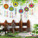 VioraWhite 24 Sets Mandala Suncatchers Wind Chimes Window Art Kits, DIY Summer Vbs Sun Catchers Wind Chimes Bulk Ornaments Painting Craft Kits for Boys Girls Home Party Activity Project Decor VioraWhite