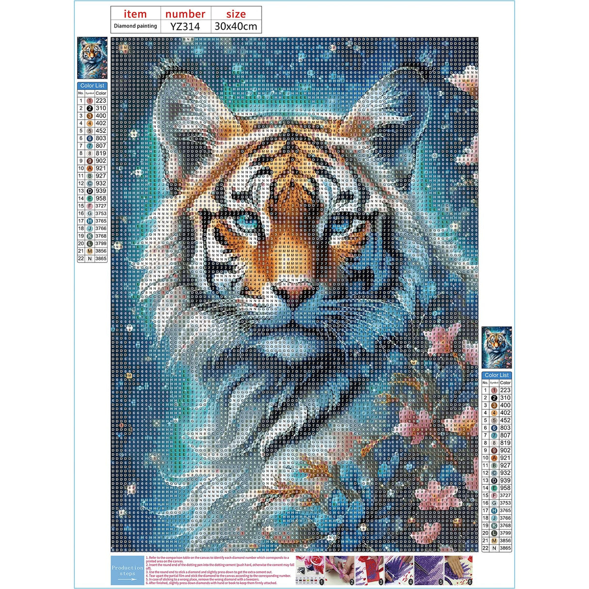 DPHERO Tiger Diamond Painting Kits for Adults,5D Glowing Tiger Diamond Art Kits for Beginners,Round Full Drill Flowers Diamond Painting Art,DIY Paint with Diamonds Gem Painting Art 12x16 inch DPHERO
