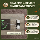 WLIVE Farmhouse End Table, Narrow Side Table with Charging Station, Slim End Table, Side Table for Bedroom, Living Room, Small Spaces, with 2 USB and 2 Power Outlets, 11.8" D x 23.6" W x 23.74" H WLIVE