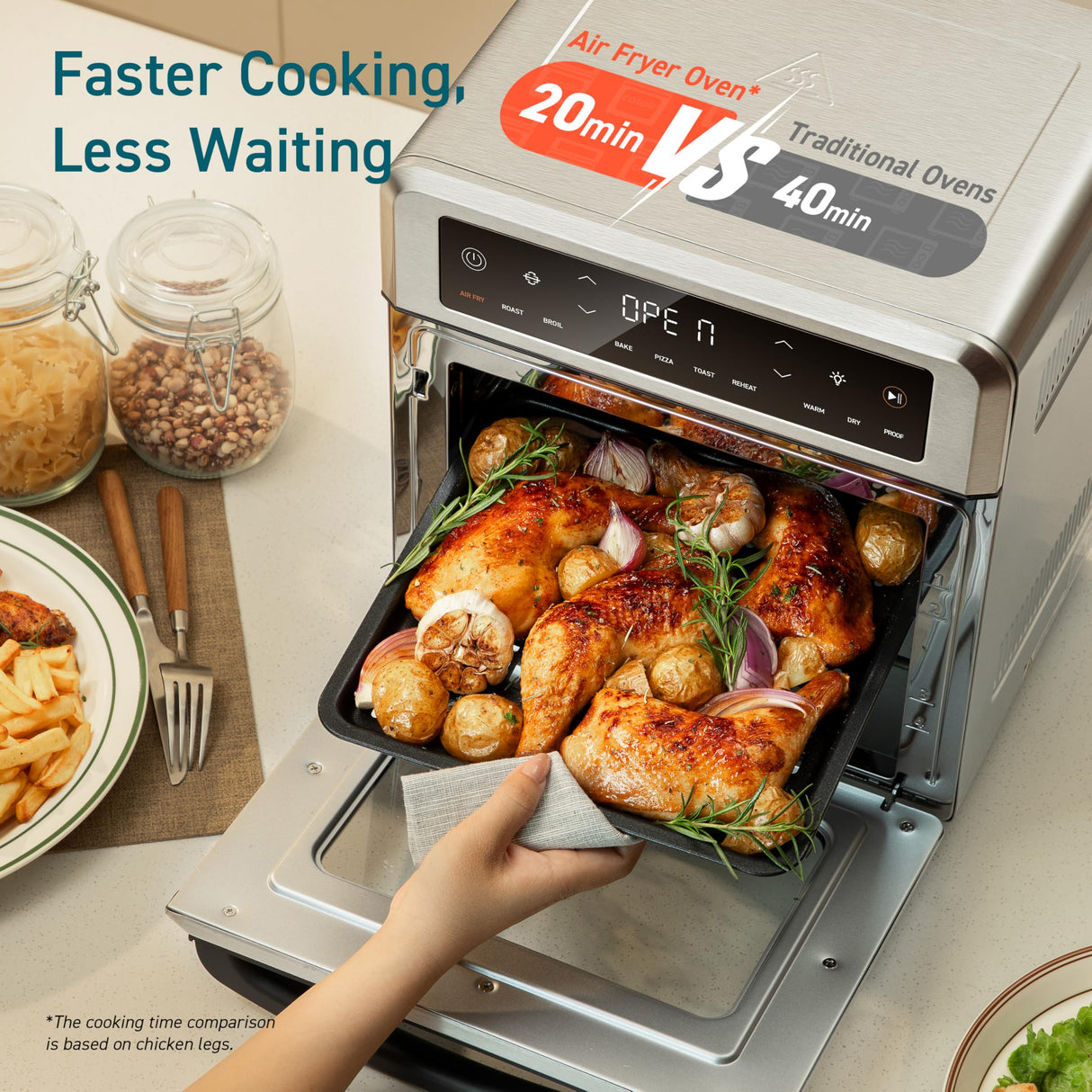 COSORI 11-in-1 Air Fryer Oven , 13Qt Small Footprint Airfryer combo with Rotisserie, Toast, Bake, Roast, Reheat Functions and more, Recipe Book & 6 Accessories Included, Perfect for Small Contertop COSORI