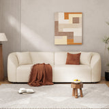 Christopher Knight Home Sabbo 87.50" Boucle Upholstered Couch, Oversized 2 Seater Sofa, Curved Soft Seating Lounge Sofa Chair, Cozy Loveseat with Armrest, Reading Sofa for Living Room Home Rest, Beige Christopher Knight Home