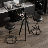 SIZOTA Round Bar Table, 37.4" High Pub Table, 31" Small Cocktail Table with Metal Base & Glass Top, for Small Spaces, Bistro Pub, Cafe(Black) SIZOTA