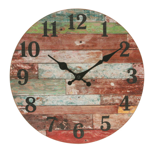 Stonebriar Rustic 12 Inch Round Wooden Wall Clock, Battery Operated, Vintage Farmhouse Wall Decor for the Kitchen, Living Room, Bedroom, or Office - WoodArtSupply