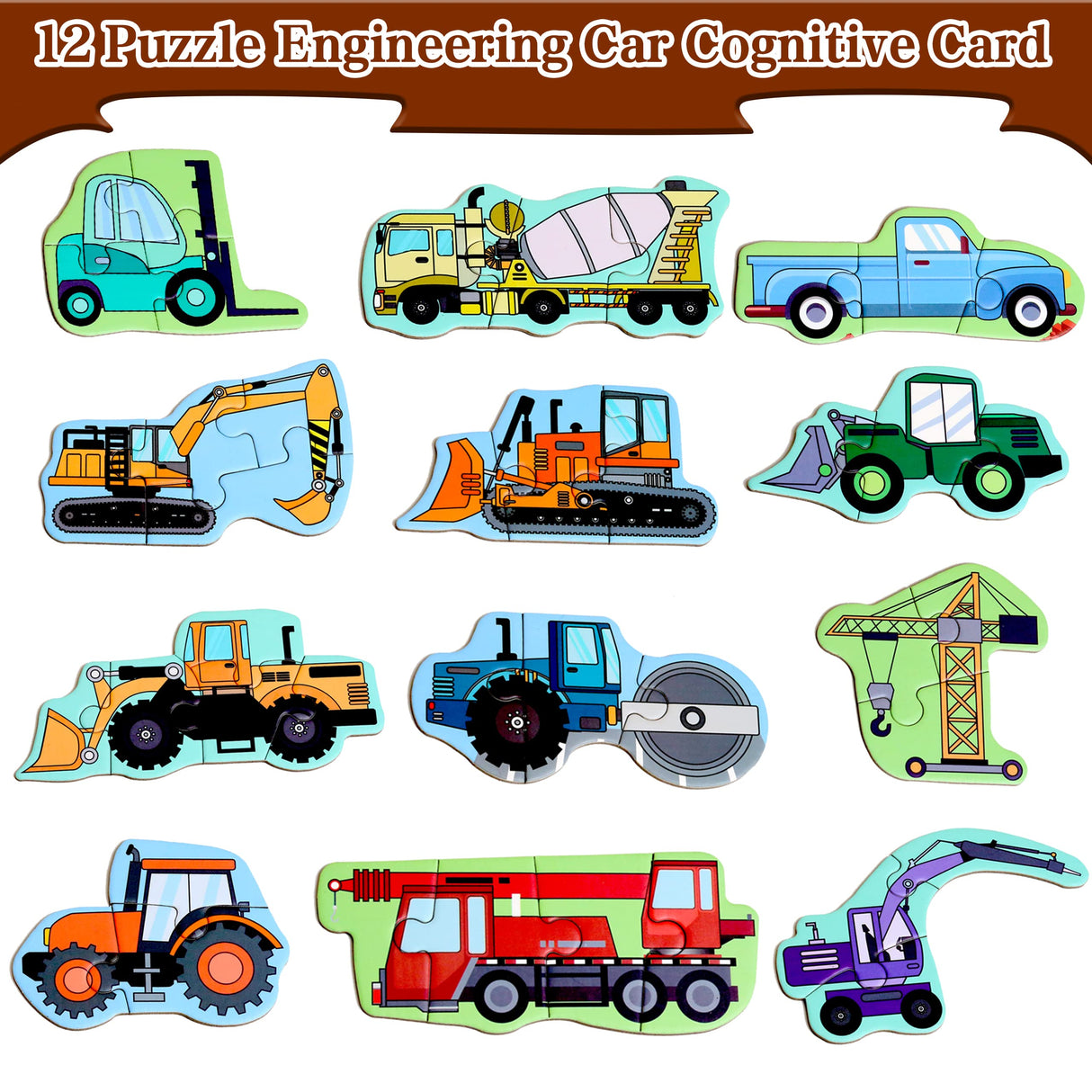 Magnetic Puzzles for Kids Ages 1-3, Travel Toddler Puzzles Ages 2-4 Year, Excavator Refrigerator Magnet for Kids Learning Gift for Road Trip QimuMku