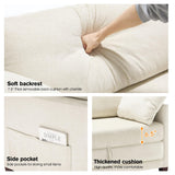 kakuboohi 51" Loveseat Sleeper Sofa Bed, Chenille Convertible Floor Sofa Bed for Small Spaces, Folding Couch Bed with Deep Seat, 2 Pillows & Solid Frame, Pull Out Floor Couch for Living Room, Beige kakuboohi