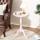 HLR Round Small End Table Wooden Side Table Pedestal Side Table Vintage Accent Tables Nightstand Coffee Table for Living Room, Bedroom, Entryway (1, Pink) HLR