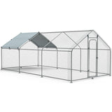DWVO Large Metal Chicken Coop with Top Cover, 19.7'Lx9.8'Wx6.4'H Large Poultry Cage with Run, Chicken Run House Duck Cage Rabbits Coop for Outdoor Yard Farm DWVO
