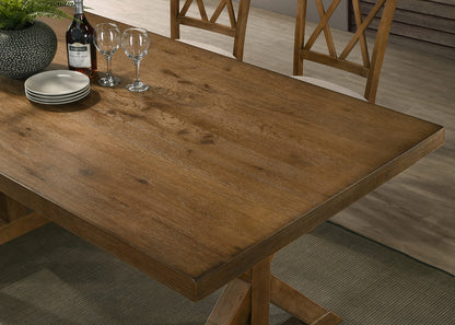 Roundhill Furniture Enna Morden Farmhouse Wood Trestle Dining Table, Brushed Driftwood - WoodArtSupply