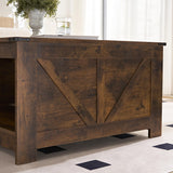 OKYCI Farmhouse Coffee Table for Living Room, Wood Square Coffee Tables, 31.5" D x 31.5" W, Rustic Brown OKYCI