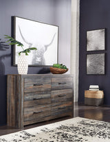 Signature Design by Ashley Drystan Rustic Industrial 6 Drawer Dresser, Weatherworn Brown Signature Design by Ashley