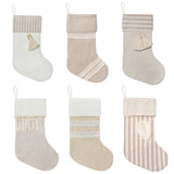 GEX Christmas Stockings 6 Pack for Family 20" Large Rustic Farmhouse Country Xmas Stockings with Tassels Hanging Ornament Decorations for Fireplace Xmas Season (Beige, Set of 6) GEX