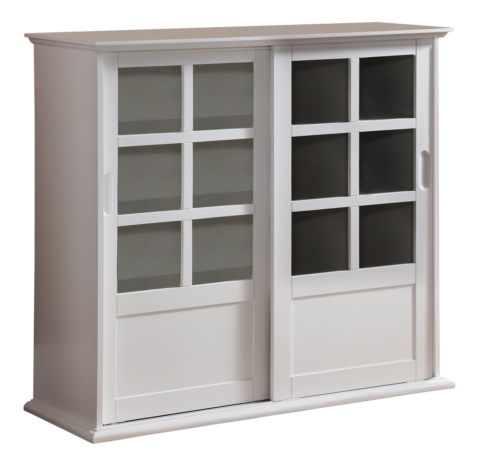 Kings Brand Furniture Holmes White Wood Curio Cabinet with Glass Sliding Doors - WoodArtSupply