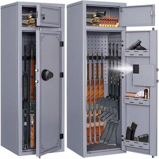 10-12 Gun Safe,Gun Safes for Home Rifles and Pistols,Large Unassembled Rifle Gun Safe with 3 Removable Gun Racks, Quick Access Gun Cabinets with Digital Keypad