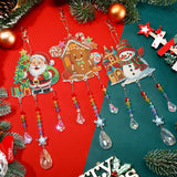 Jetec 3 Pcs Christmas Diamond Art Kits Painting Suncatcher Wind Chime Double Sided Crystal Hanging Ornaments for DIY Crafts Window Home Garden Decor(Snowman, Gingerbread Man, Santa) Jetec