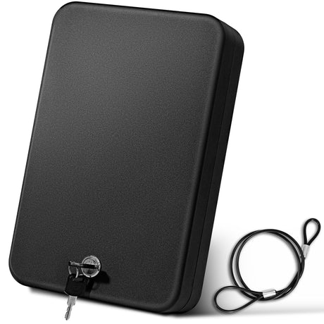 Sgorlds Car Portable Gun Safe for Handgun and Valuables, Pistol Safe, Handgun Lock Box for Car, 9.4" x6.6" x1.8",Black Sgorlds