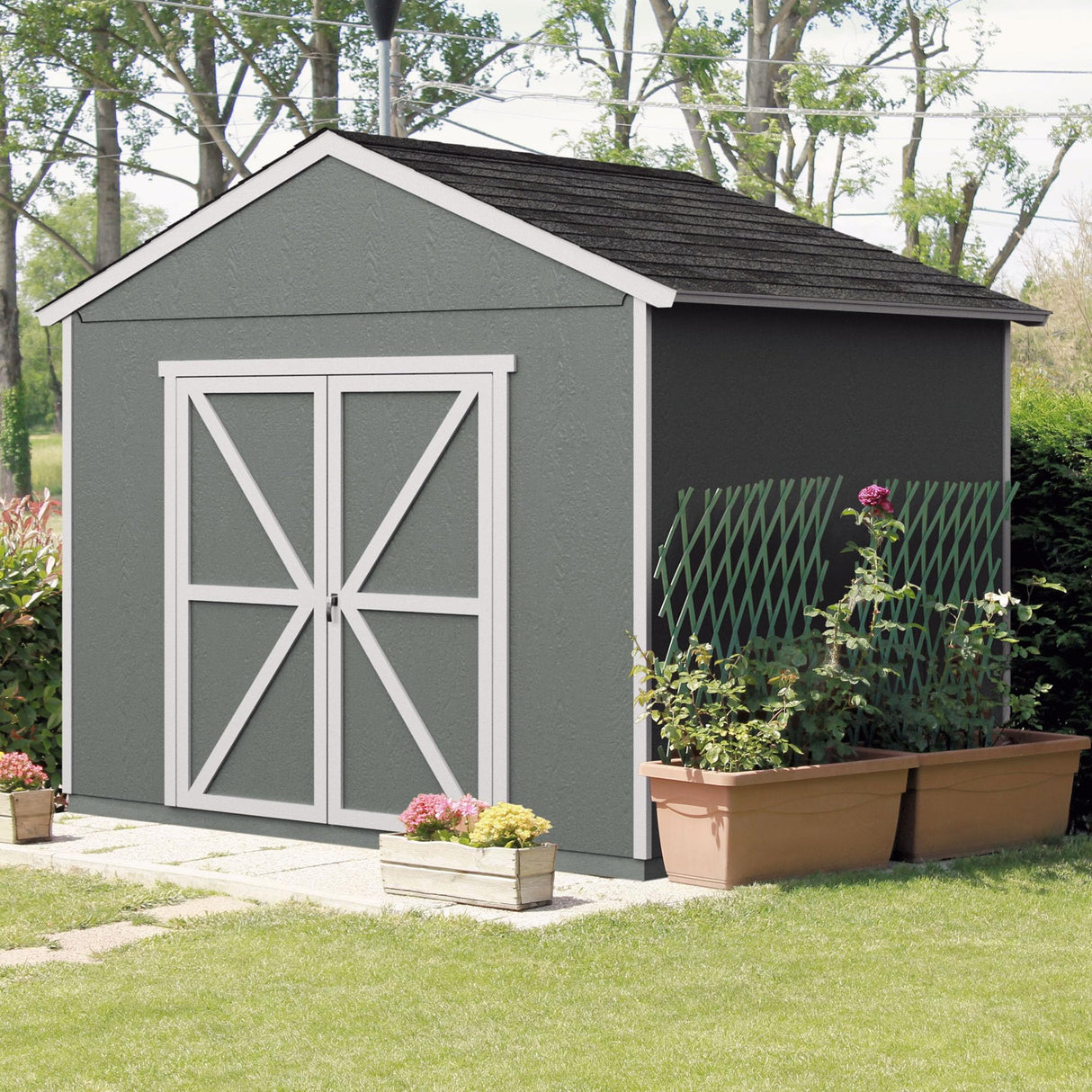 Handy Home Products Rookwood 10x16 Do-It-Yourself Wooden Storage Shed Brown Handy Home Products