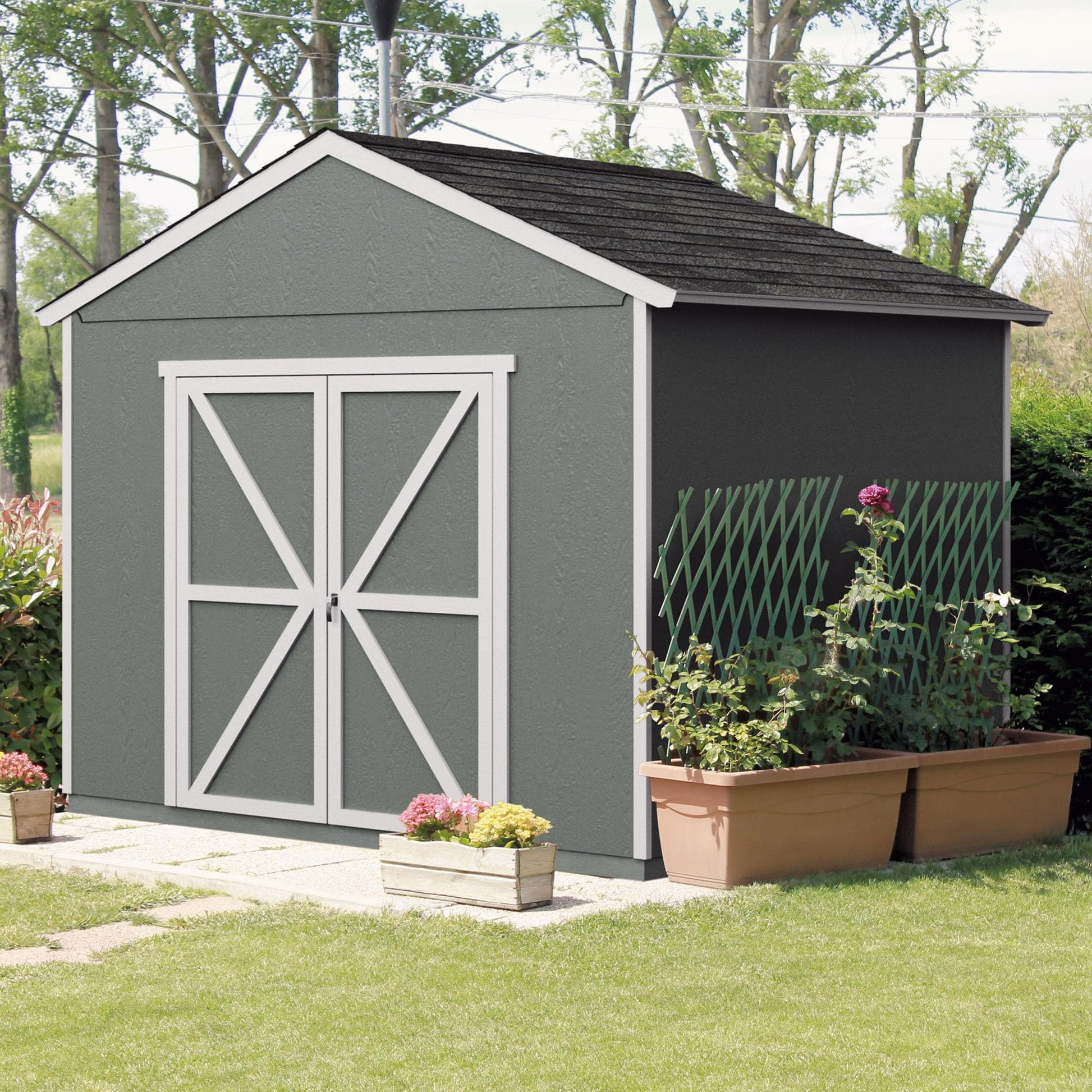 Handy Home Products Rookwood 10x16 Do-It-Yourself Wooden Storage Shed Brown - WoodArtSupply