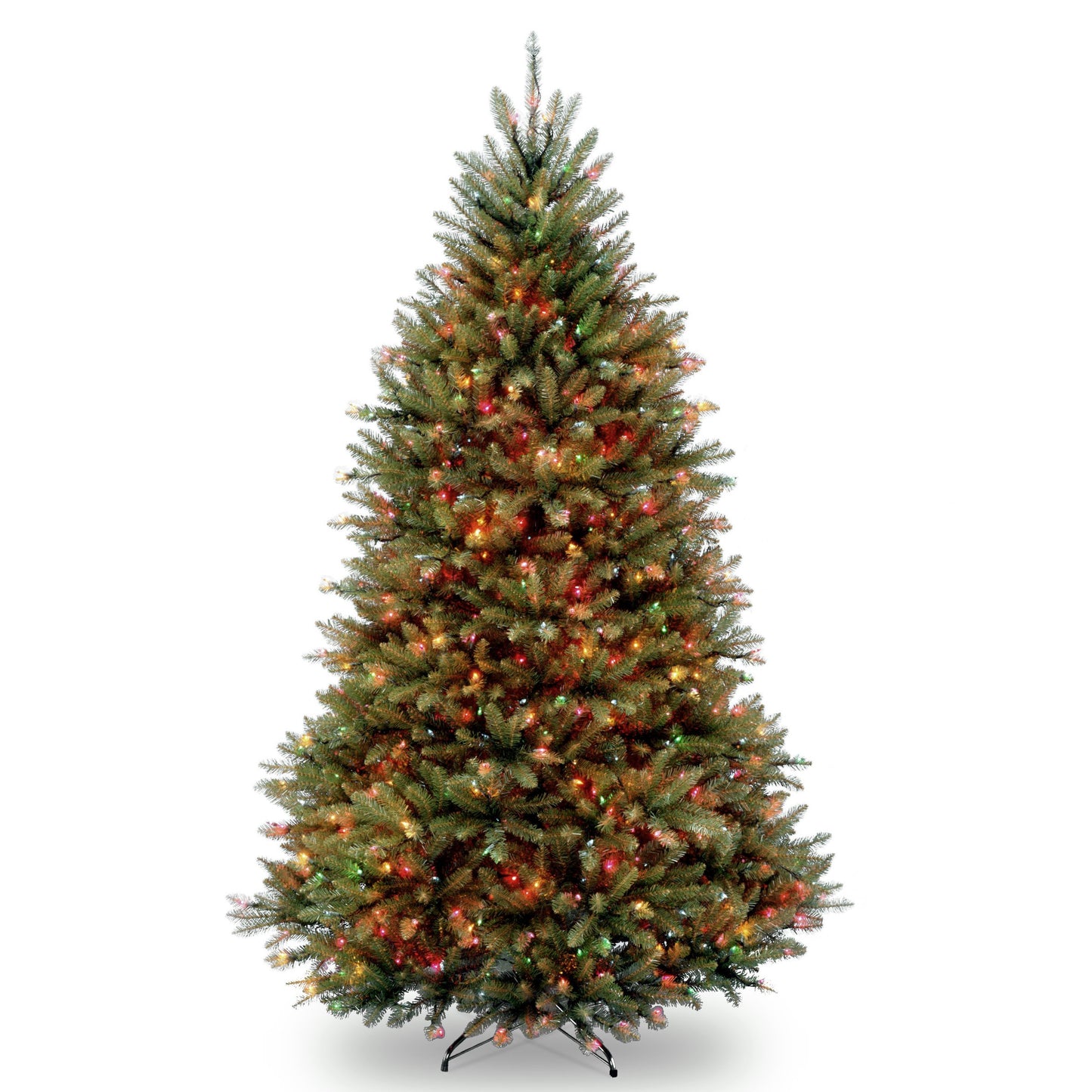 National Tree Company Pre-Lit Artificial Full Christmas Tree, Green, Dunhill Fir, Multicolor Lights, Includes Stand, 6.5 Feet