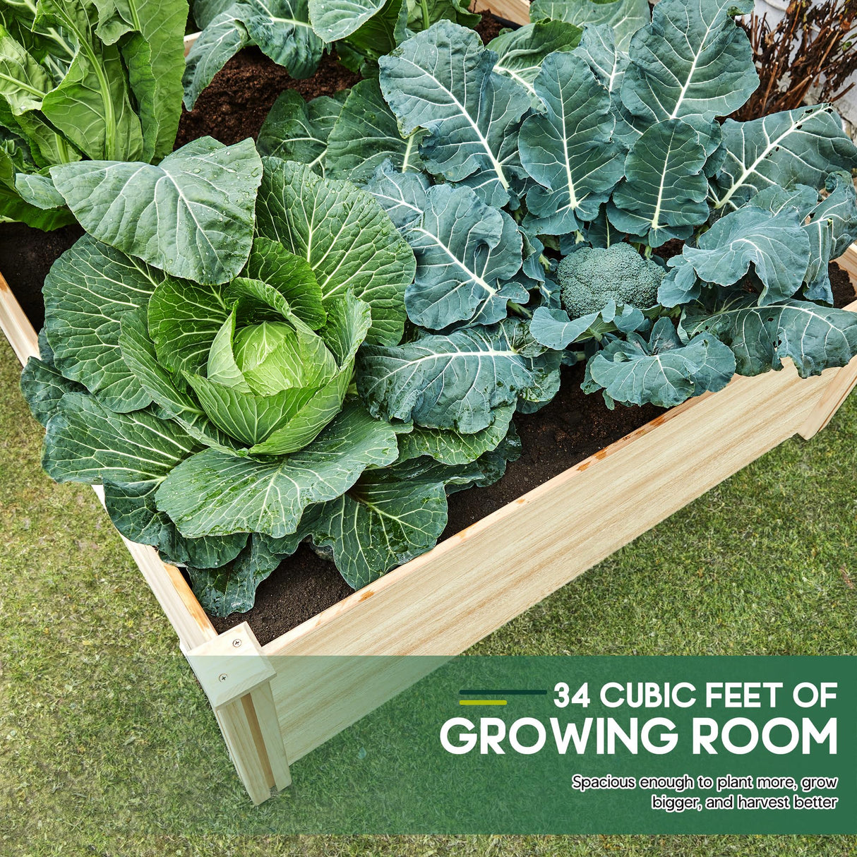 SPECRAFT 15 Inch Depth 8x4 FT Deep Wooden Raised Garden with Open Base, Extra Large Planter Box for Deep-Rooted Plants, Ideal for Outdoors, Patio, Backyard SPECRAFT