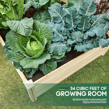 SPECRAFT 15 Inch Depth 8x4 FT Deep Wooden Raised Garden with Open Base, Extra Large Planter Box for Deep-Rooted Plants, Ideal for Outdoors, Patio, Backyard SPECRAFT