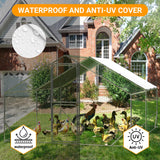 Large Metal Chicken Coop, 9.8 x 13.1x 6.5Ft Walk-in Poultry Cage, Hen House with Reinforcement & Waterproof Cover Chicken Coop Run with Double Lockable Doors for Outdoor MegaChoice